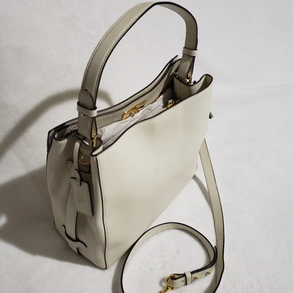 Lauren Ralph Lauren Peyton‎ Satchel Cream Handbag. NWT.